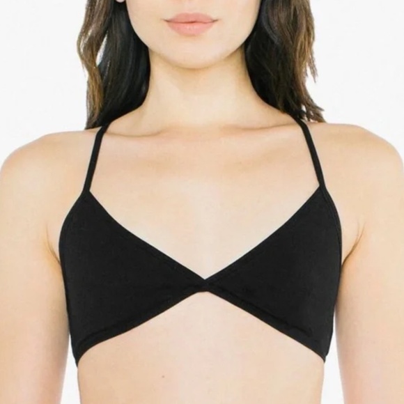American Apparel Cotton Spandex Jersey Crossback Bra M Medium Black: Set of 2 - Picture 5 of 7